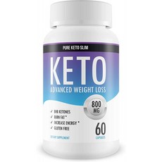 PureKetoSlim - 케토 슬림 다이어트 제품 외인성 케톤 도움이 체중 감량 보조 식품 팻 부스트 에너지, 60정, 1개