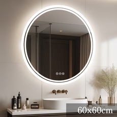 LUVODI 원형 led 욕실 거울 조명 벽거울 600x600mm 김서림 방지 3색 조정 밝기 조정 스마트 메모리성능