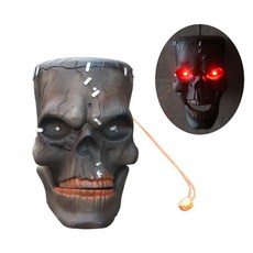 Bestope 할로윈 장식 LED 깜박이는 눈으로 유령 머리 매달려 소름 끼치는 소리 움직이는 입 음성 제어, As shown