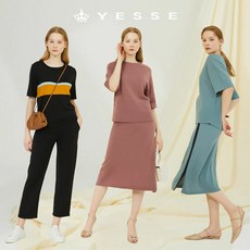 [예쎄] 배색 니트 셋업 4종