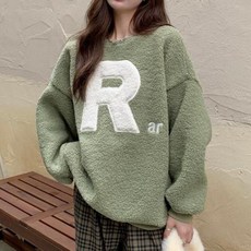 주디앤 여성 알파벳 뽀글이 오버핏 맨투맨