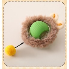싱쿨 고양이 장난감 충돌방지 깃털 쥐잡기 뽀글이 스마트볼 장난감, 1개, 라임