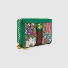 GUCCI [카도간] 구찌 여성지갑 [오피디아] 온라인 단독 오피디아 GG 플로라 지퍼 달린 지갑 그린GG 수프림
