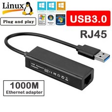 [해외] USB 3.0 이더넷 어댑터 유선 네트워크 카드 기가비트 이더넷 네트워크 어댑터 (WIN7WIN8WIN10WINXP 용 RJ45 10110MBPS 포함), 상세내용표시