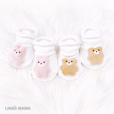 리나스마마 [출산선물] 쪼꼬미 토끼 곰 오가닉 아기양말 2종 세트 - 오가닉아기신발만들기