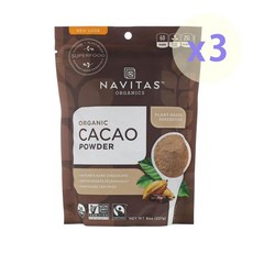 Navitas Organics 나비타스 카카오 파우더 분말 가루 (다크 초콜릿) 227g 3개