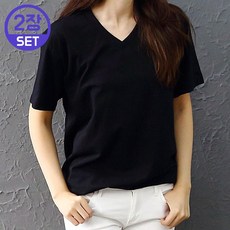 (OH) 2장set 데일리 코튼 V넥 반팔티 20Z319M 빅사이즈 여성