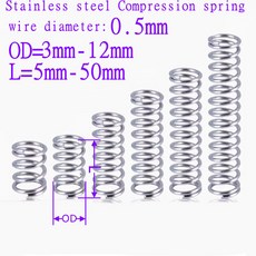 스테인레스 스틸 압축 외경 3 12mm 길이 10 50mm 0 5x3 4 5 6 7 8 9 20 개/로트 5mm, 12mm 10PCS, 0.5mm, 25mm, 10개