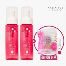 [안달로우] 천송이 로즈 클렌징폼 163ml2개 센서티브 곤약 스펀지 1개, 없음, 상세설명 참조