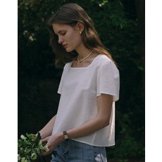 틸아이다이 Seersucker square neck blouse_White - 틸아이다이셔츠