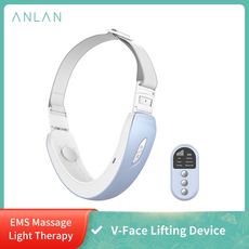 셀프피부관리 탄력기계 피부탄력 복부지방 초음파마사지기 ANLAN V-페이스 리프팅 장치 턱 V-라인 업 리프트 벨트 레드 블루 LED 광자 라이트 테라피 EMS 마사지 페이스