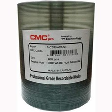 [해외직구]Taiyo Yuden 100 CMC Pro 52X CDR (CD-R) 80min 700MB White Thermal Hub Printable, One Color_One Size