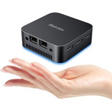 블랙뷰 MP80 미니 PC 인텔 12차 N95 최대 3.4GHz 16GB LPDDR5 512GB M.2 SSD 데스크톱 컴퓨터 Windows 11 Pro 듀얼 LAN 지원 HD