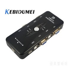 새 KVM 스위치 4 포트 3 허브 미니 자동 USB KVM 스위치 USB 2.0 Windows 용, 상세내용참조