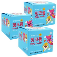 핑크퐁 베이비 파우더 3통(증정 에브리데이 마스크 소형 10매 개별포장), 100g, 3개