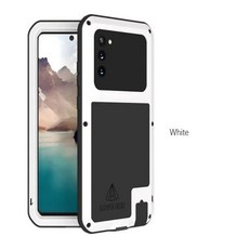  삼성 노트 20 울트라 라이트 용 러브 메이 폰 케이스 실리콘 충격 방지 금속 보호 커버, 01 Note20 (No glass), 05 WHITE 