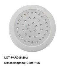 초박형 수지 충전 야외 장식 수중 램프 DC12V 반사경 방수 IP68 수영장 조명, PAR205 20W, White color 6000K, 없음