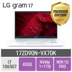 LG 2020그램 17ZD90N-VX70K, SSD 1TB + SSD 1TB, 포함, 40GB