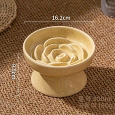 세라믹 고양이 강아지 슬로우 애견 그릇 사료 식기, 결함 제거, 1개, 하이풋꽃모양슬로푸드볼베이지불량처리