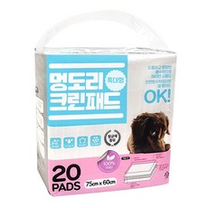 멍도리 크린 패드 특대형 20매 : 강아지 대형견 배변판 화장실 대형 매트 소변 배변 훈련, 1개