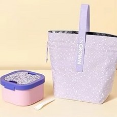 다이어트 식기 2단 도시락 샐러드 도시락 휴대용 식기 전자레인지에 돌리기, 1개, 라이트퍼플+보냉백