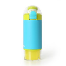 브라비 휴대용 분유케이스 결합 보온병, 350ml, 블루