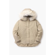 코오롱스포르패딩 여성다운점퍼 베이지패딩 퍼후드다운자켓 부모님선물