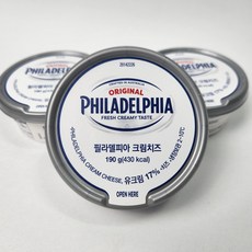 필라델피아 플레인 크림 치즈 190g x 3 대용량 베이글 치즈케익 치즈케이크, 3개