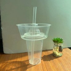 700ML 음료컵 500ML 파티 100개 일회용품 야구장콜팝용기 치킨 콜팝용기, 500ml 투명pp볼+500ml컵+빨대 10세트
