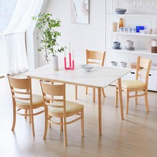 베스트리빙 스칸디 캘빈 12T 포세린 통세라믹 1200/1400 세라믹 4인용 식탁세트/의자4개 10colors, 화이트세라믹, 내츄럴(아이보리)