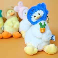 고맙토다 갸우뚱 오리 인형 키링 겨울 시리즈 털모자 ver., 아기상어, 1개