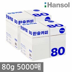 한솔 A4 복사용지 80g 2박스 5000매 1박스 2500매, 2박스(5000매)