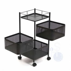 철제 회전 트롤리 모던하우스 이동 트롤리 3단 블랙