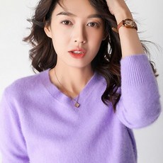 퓨어 캐시미어 울니트 브이넥 보웬 빈티지 루즈핏 홀가 골지