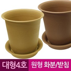 웰빙 원형 플라스틱화분 화분받침 대형4호, 브라운 4호화분