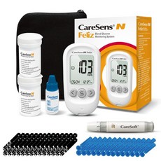 100개의 혈당 검사 스트립 랜싯 1개의 측정기 랜싱 장치 대조 용액 당뇨병 키트를 포함한 케어센스 N 펠리즈 모니터링 키트, Starter Kit, 1개
