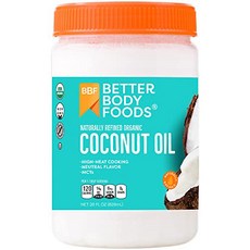BetterBody Foods Organic Refined Coconut Oil 28oz BetterBody Foods 유기농 정제 코코넛 오일 28온스, 1개, 828ml