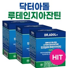 닥터아돌 징코빌로바 루테인지아잔틴 눈영양제 루테인 I Dr.adol 루테인 은행잎추출물 베타카로틴 함유 I 선물 사은품으로 추천, 3개, 60정