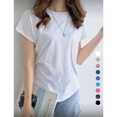 여성용 순면 면티 캡소매 슬라브 티셔츠 9color