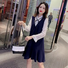 파렴치한 어머니 가을옷 임신기간 스타일리시 페이크 레이스 펀칭 소매 패치워크 수유