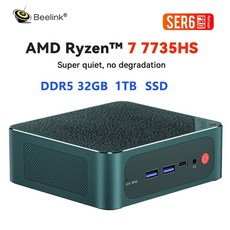 Beelink SER6 프로 미니 PC 게이머 컴퓨터 AMD 라이젠 7 7735HS 윈도우 11 DDR5 32GB 500GB 1TB NVME SSD 와이파이 6 BT5.2, UK, 3 R7 7735HS 32G 1TB