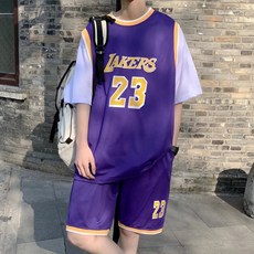 빅사이즈 농구 져지 반바지 세트 농구복 트렌드 스포츠 패션 학생 여름 민소매 상하의 세트