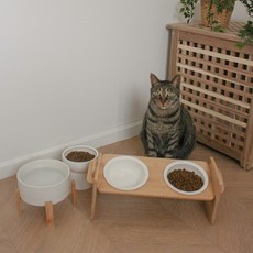 강아지 고양이밥그릇 흰둥이 물그릇 식기 대형견밥그릇 높이조절식기, 03.스탠드볼 도자기 식기