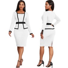 슬림 피트 드레스 여성 Bodycon Pakage Hip Ofttice Ladies Midi Robe African Long Sleeve Printed Modest Vestido
