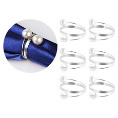 냅킨 링스 진주 냅킨 버클 펄 실버 골드 웨딩 크리스마스 생신 냅킨 링은 Pearl Napkin Rings Serviette Buckle Gold Silver, 실버 -6 PCS, 6개