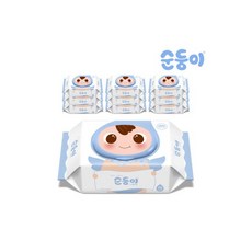 순둥이 엘블루 물티슈 캡형 70매 10팩 (LB-01) 고평량 두꺼운, 10개
