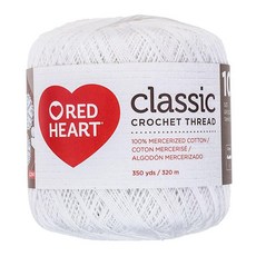레드 Heart 크로셰 실 화이트 1팩 면 사이즈 10350야드 뜨개질크로셰 179140, 350 Yards, 사이즈 10, 1개