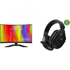 기가바이트 M32UC 32 144Hz 160Hz OC 4K UHD 커브드 게이밍 모니터 터틀 비치 스텔스 700 Gen 2 MAX 멀티 플랫폼 증폭 무선 헤드셋, 144Hz/160Hz(OC) + Headset 700