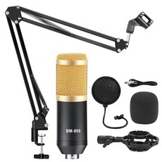 Microfono bm 800 스튜디오 마이크 키트 bm800 콘덴서 마이크 번들 스탠드 bm-800 가라오케, Gold black kits 1