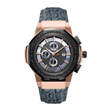 JBW 남성용 색슨 크록 엠보싱 가죽 스트랩 시계 48mm - 0.16ctw